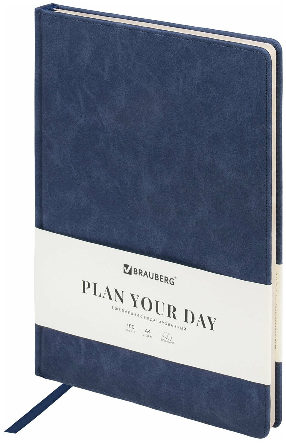 Ежедневник-планер (планинг) / записная книжка / блокнот недатированный Большой Формат 210х297мм А4, brauberg Status, 136л, темно-синий