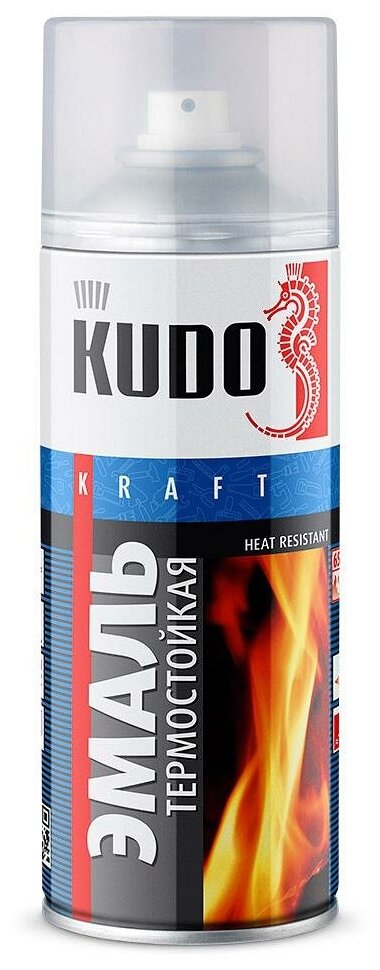 KUDO эмаль термостойкая аэрозольная, черный (0,520л) KU-5002