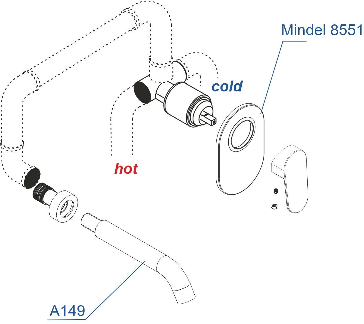 Смеситель для душа Wasserkraft Mindel 8551 (с внутренней частью) - фотография № 4