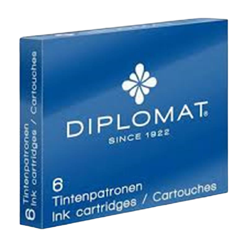 чернила чернильный картридж diplomat синие 6 шт уп d10275212 Картридж для перьевой ручки DIPLOMAT D10275204/D10275212, 40 мм, 0.33 мл синий 6