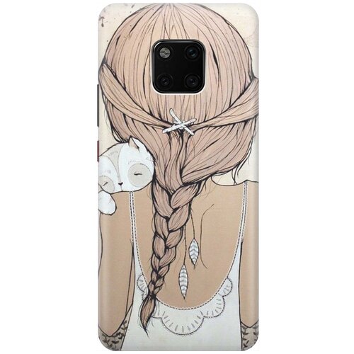 фото Re:paчехол - накладка artcolor для huawei mate 20 pro с принтом "девочка в обнимку с котом"