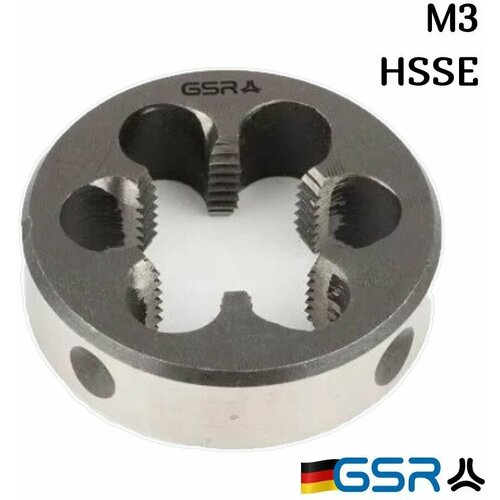 Плашка для нарезания резьбы круглая по нержавейке HSSE M3 00406130 GSR (Германия)