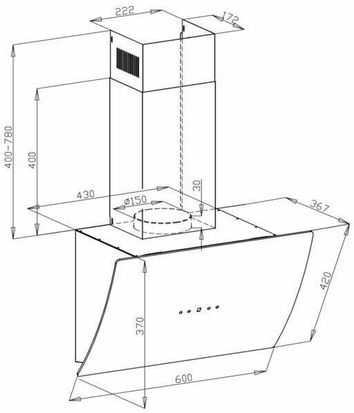 LEX Наклонная вытяжка LEX PLAZA 600 BLACK - фотография № 5