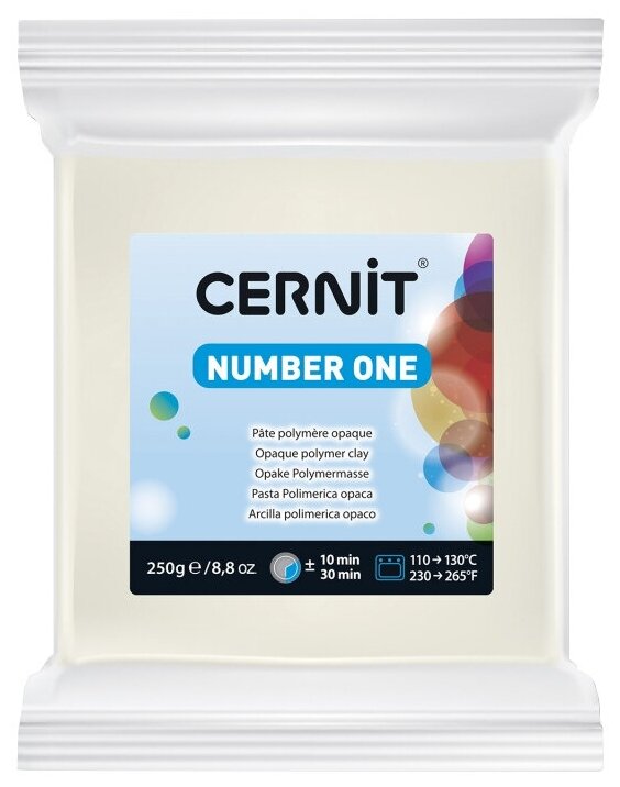 Пластика Cernit Полимерная, запекаемая, №1, цвет 027, белая матовая, 250 г, CE090025