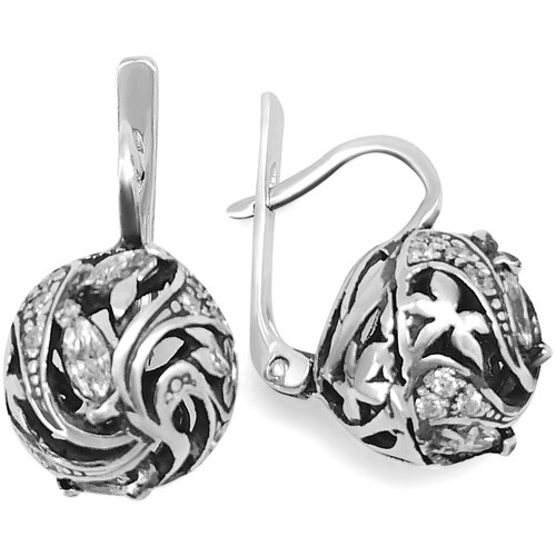 Серьги серебряные женские, серебро 925 пробы, ювелирное украшение Изабель, с камнем, круглые, необычные, модные, вечерние сережки шарики. Юмила