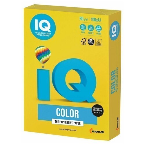 Бумага IQ Color A4 80 г/м², 100 л, горчичный IG50