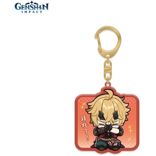 Брелок, красный брелок genshin impact chibi expressions character acrylic keychain venti