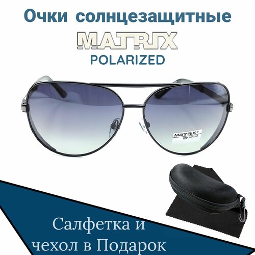 фото Солнцезащитные очки matrix, авиаторы, оправа: пластик, спортивные, поляризационные, с защитой от уф, черный