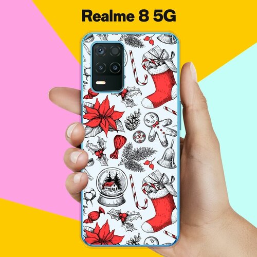 Силиконовый чехол на realme 8 5G Узор Рождественский / для Реалми 8 5 Джи силиконовый чехол на realme 8 5g серые пингвины для реалми 8 5 джи