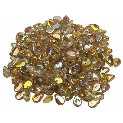 Стеклянные чешские бусины, Pip Beads, 5х7 мм, цвет Crystal Lemon Rainbow, 250 шт.