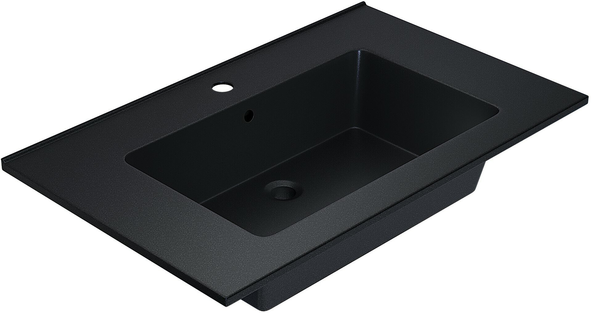 Раковина для ванной полувстраиваемая Uperwood Parma Quartz, 75 см, черная матовая, космос - фотография № 1