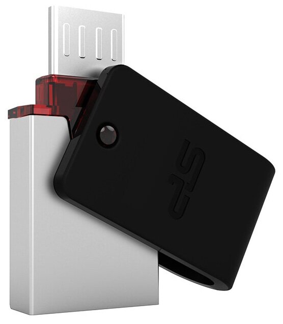Флеш накопитель 8Gb Silicon Power Mobile X31 OTG, USB 3.0/MicroUSB, Черный - фото №2