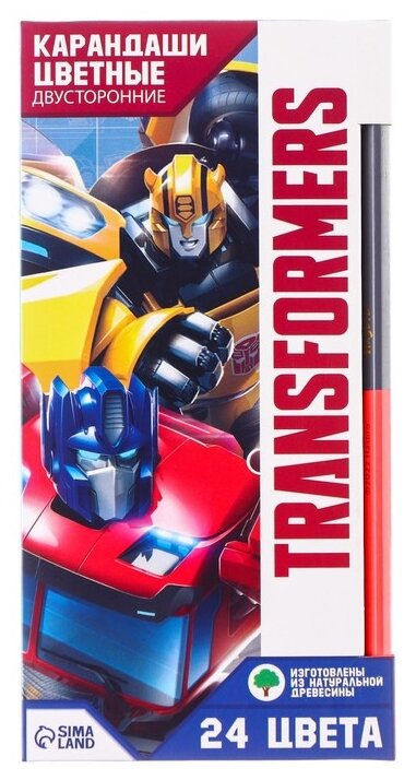 Hasbro Карандаши цветные двусторонние Transformers, 12 шт., 24 цвета, 7689645 разноцветный