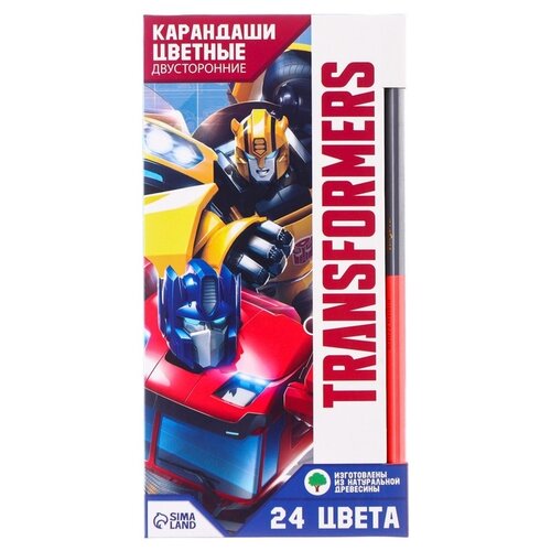 Hasbro Карандаши цветные двусторонние Transformers, 12 шт., 24 цвета, 7689645, 12 шт. фломастеры 24 цвета transformers hasbro