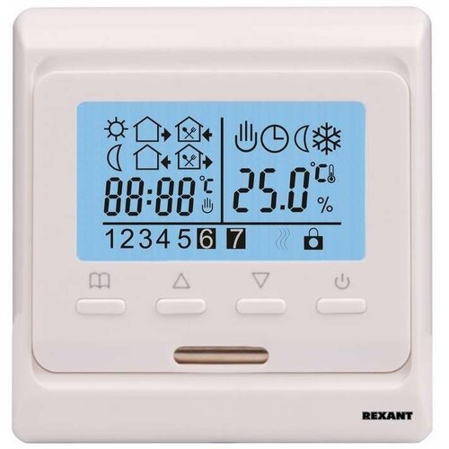 Термостат программируемый R51XT (HW-500; RTC 51.716; ST-16; ETT-1) 3.6кВт 16А для теплых полов датчик пола; датчик воздуха бел. Rexant 51-0532 (4шт. в упак.) терморегулятор rexant 51 0532