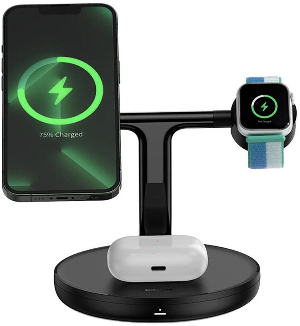 Baseus Беспроводное зарядное устройство Baseus Swan 3-in-1 Wireless Magnetic Charging Bracket 20W Universal version кабель USB For type-C 3A 1m Black WXTE000101