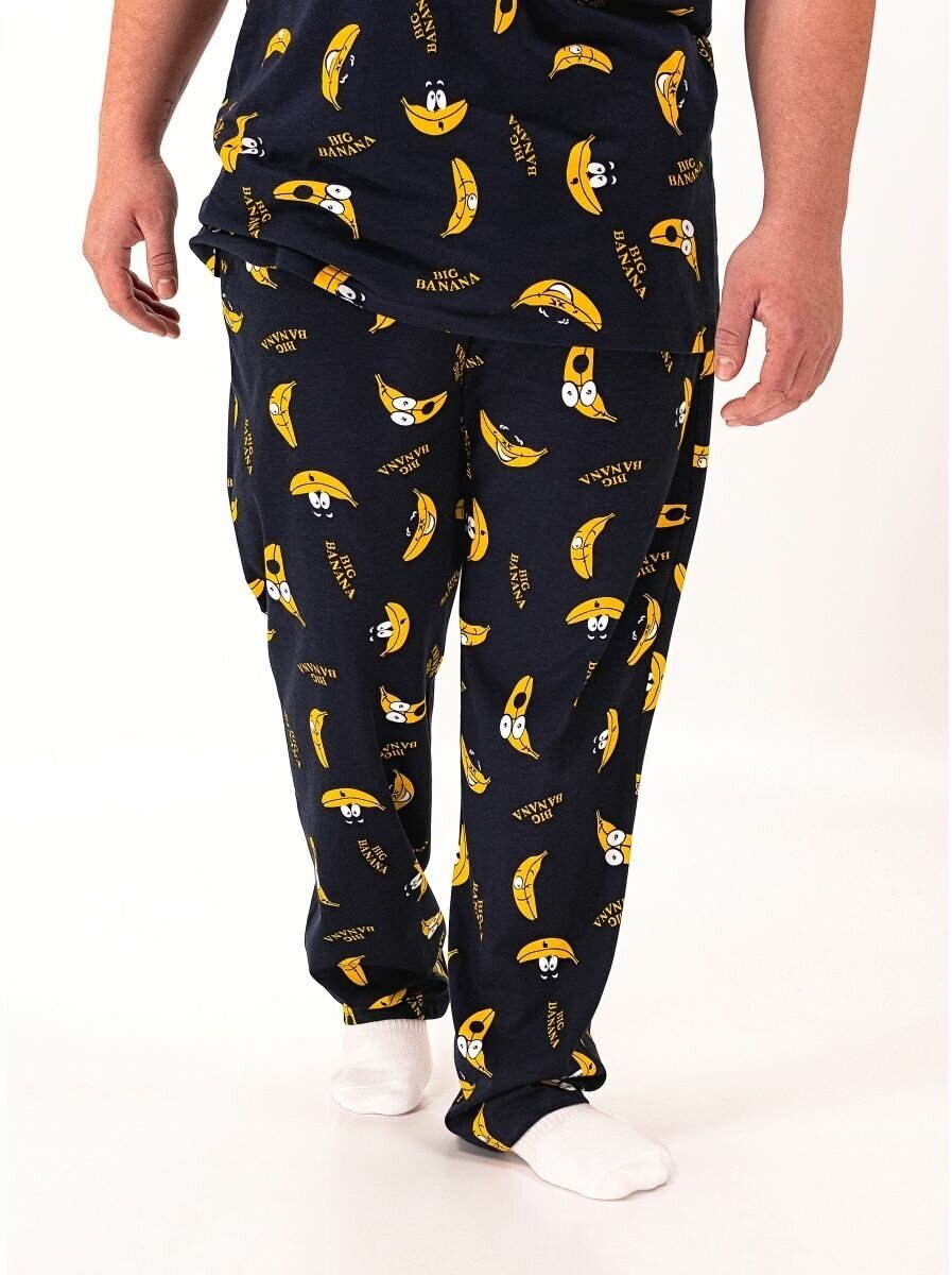 Мужская пижама, мужской пижамный комплект ARISTARHOV, Футболка + Брюки, Бананчик, синий желтый, размер 46 - фотография № 13
