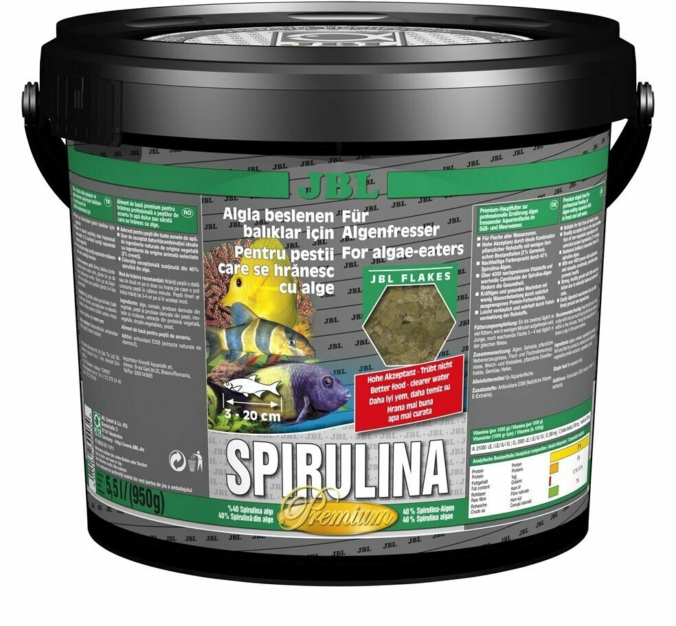 Сухой корм для рыб JBL Spirulina, 5.5 л, 950 г