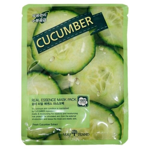 MAY ISLAND тканевая маска Real Essence Cucumber с экстрактом огурца, 25 мл