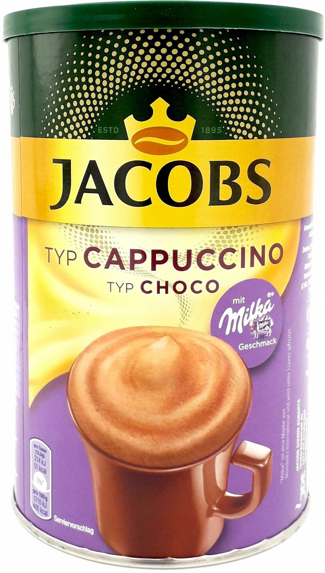 Кофейный напиток Jacobs Cappuccino TYP Choco Milka 500 гр банка (Голландия) (52509) - фотография № 3