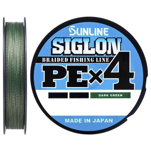 Плетеный шнур Sunline Siglon PEx4 d=0.209 мм, 300 м, 11 кг, dark green, 1 шт.