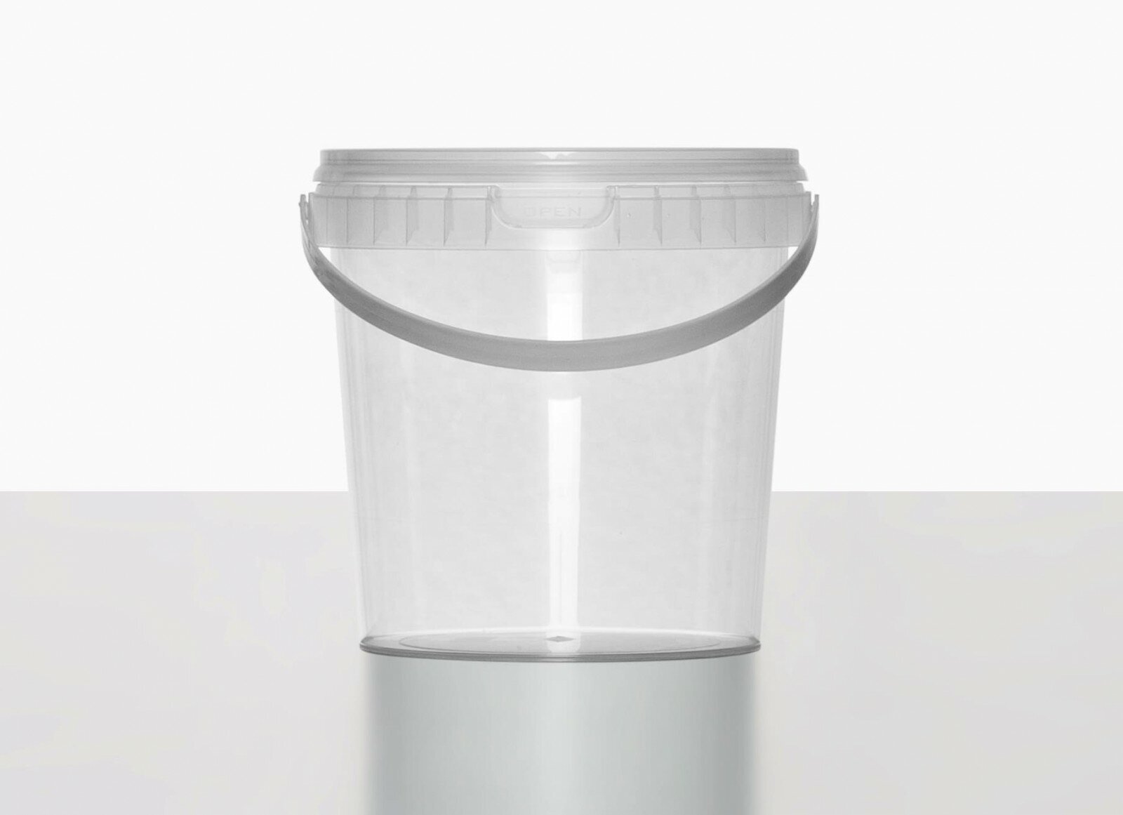Ведро пластиковое прозрачное, контейнер пищевой одноразовый с крышкой и ручкой 2.25 л, D-175, H-120, 10 шт.