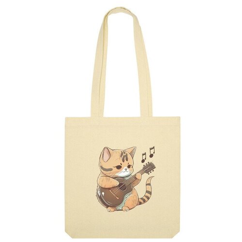 Сумка шоппер Us Basic, бежевый сумка кот гитарист зеленое яблоко
