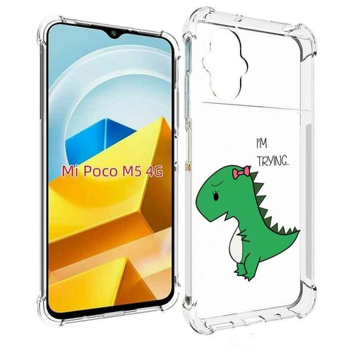 Чехол MyPads динозаврик-девочка для Xiaomi Poco M5 задняя-панель-накладка-бампер