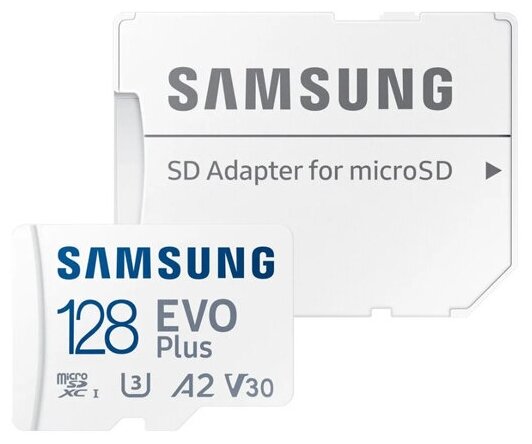 Samsung карта памяти micro SDXC 128Gb Samsung EVO+ Class 10 UHS-I (U1) A1 V10 + адаптер (MB-MC128KA/APC)