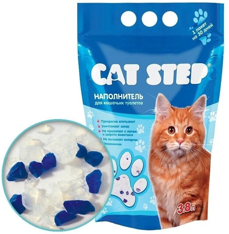 Наполнитель Cat Step впитывающий силикагель
без запаха 1,67кг 3,8 л - фото №12