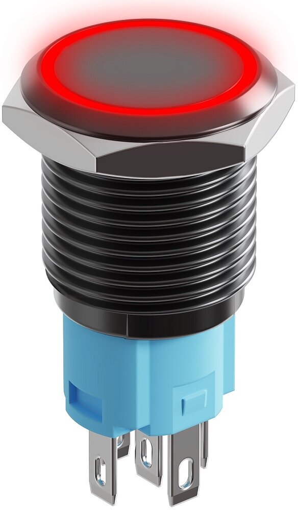 Кнопка выключатель (тумблер) GSMIN K4B ON-OFF 5А 12В AC 5Pin с подсветкой 16мм (Красный) - фотография № 3