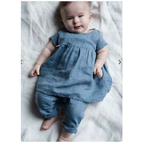 фото Платье baby льняное tiny stories для 1-3 месяц, цвет морской, размер 56