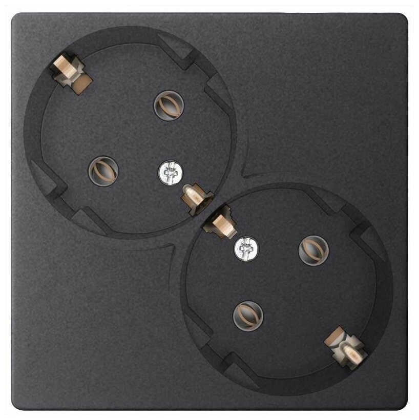 24 Harmonie Standard Hook 2450459-038 Розетка двойная (16 А, з/к, под рамку, скрытая установка, графит) Simon - фото №1
