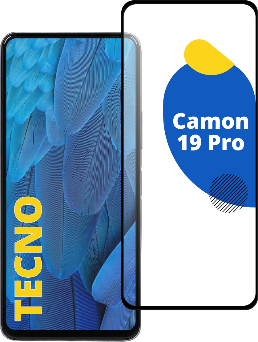 Полноэкранное защитное стекло на телефон Tecno Camon 19 Pro / Противоударное стекло для смартфона Текно Камон 19 Про с олеофобным покрытием