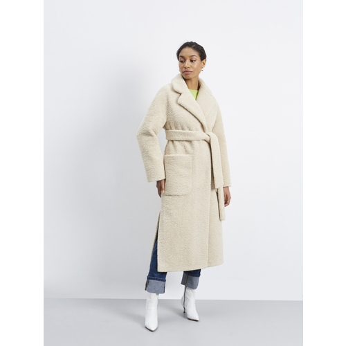 Пальто Electrastyle, размер 46, бежевый женское дизайнерское меховое пальто из искусственной норки зимнее новое стильное