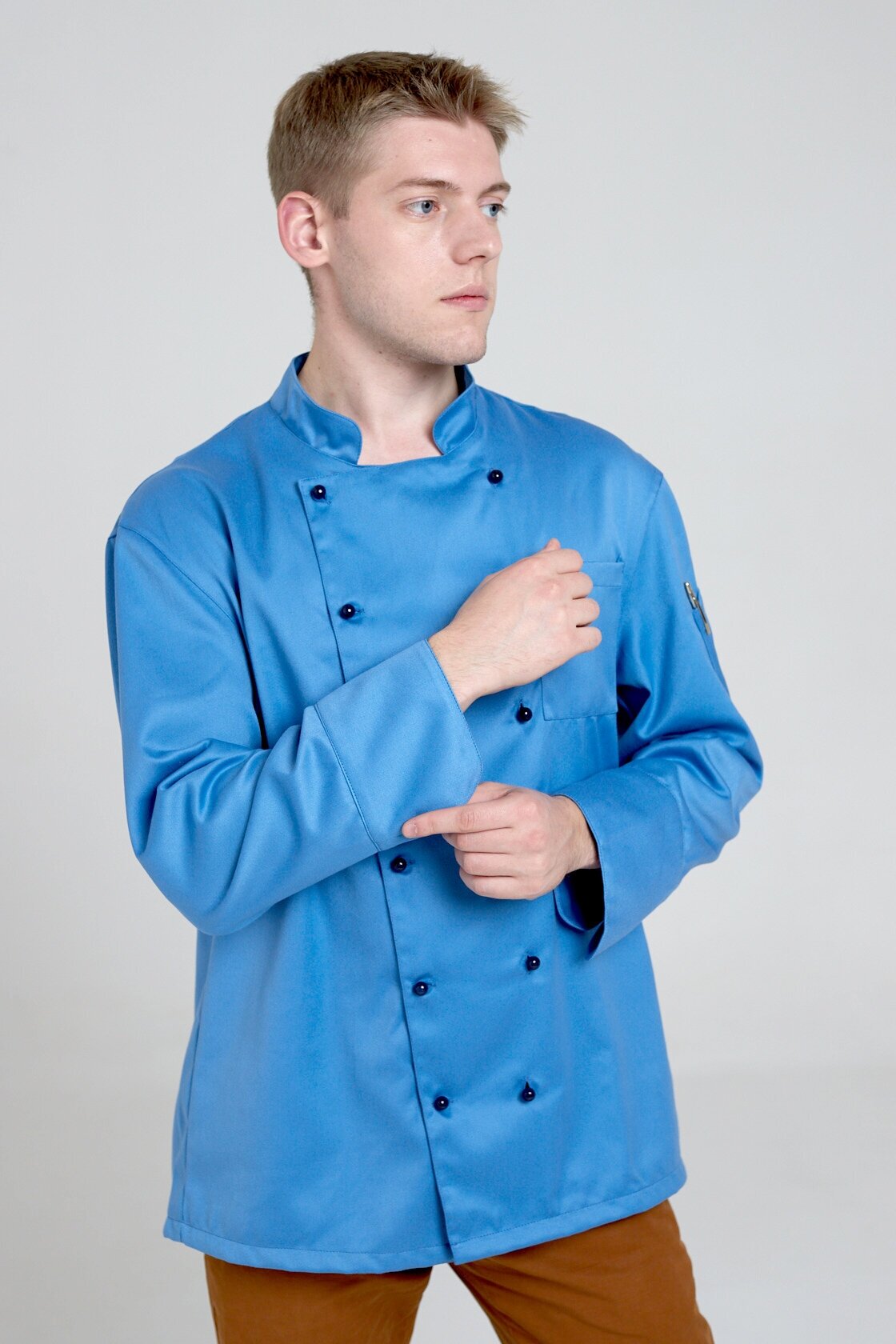 Китель мужской PAOLO голубой/размер 50/поварская одежда/униформа/куртка поварская