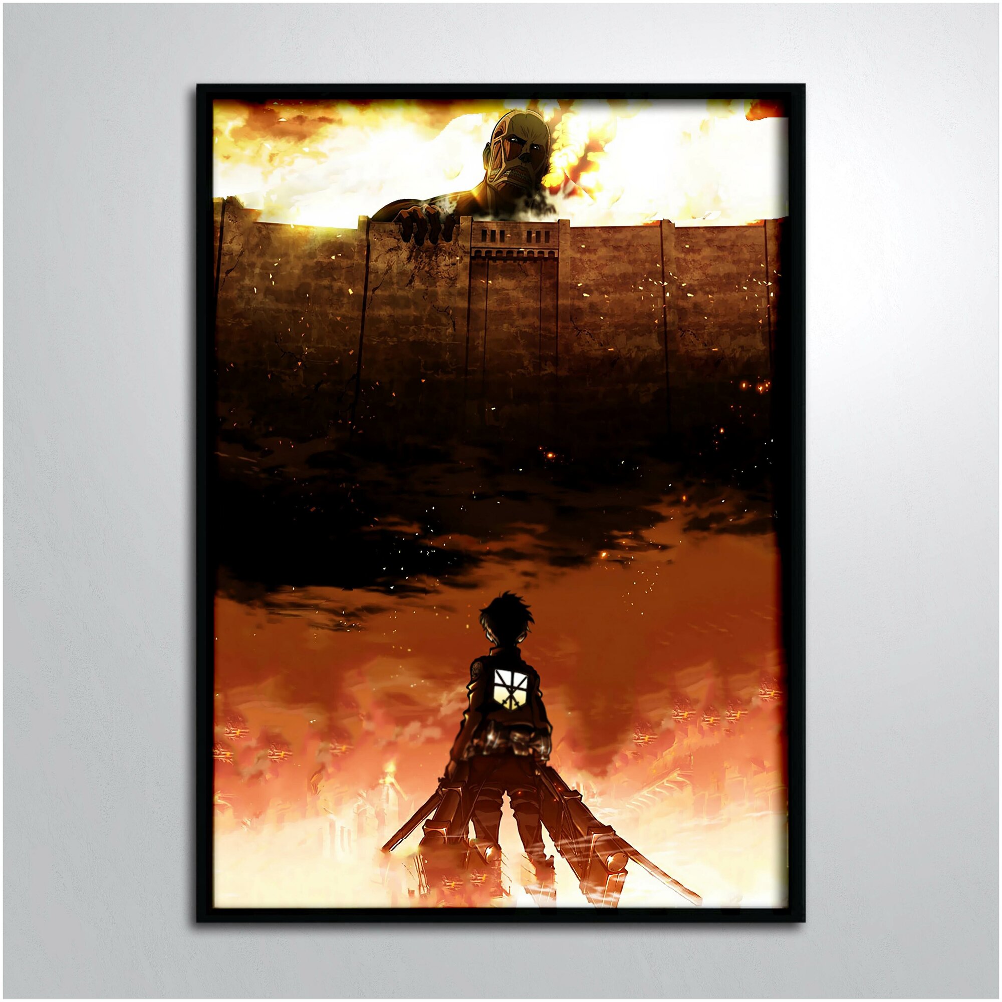 Постер в раме/Аниме Атака титанов Огонь Attack on Titan