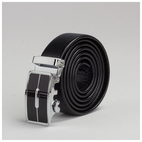 фото Ремень муж 05-01-07-03 алекс, 3*115*0,3см, гладкий, пряжка автомат металл, черный 3526260 сима-ленд