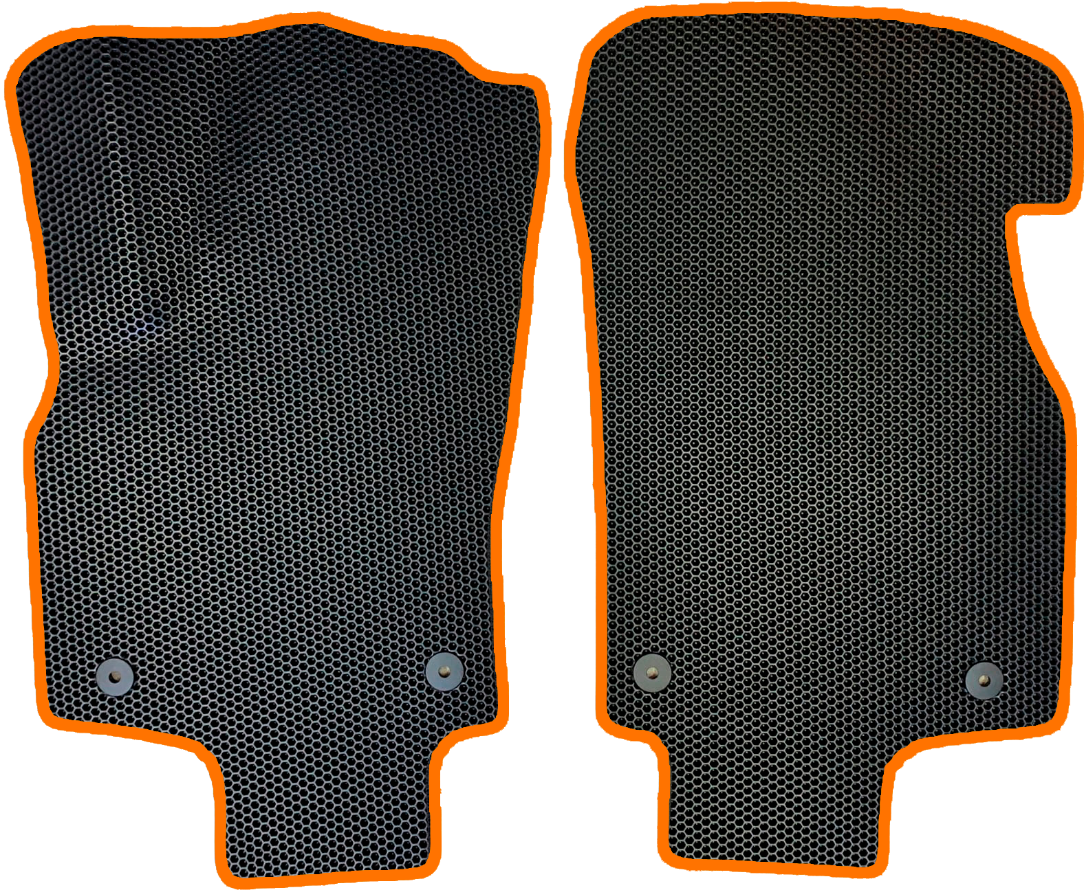Коврики ЕВА для Opel Astra H (2004-2014) / Опель Астра Н / Черные соты / Оранжевый кант / Комплект 2 шт.