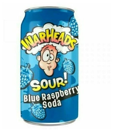 WarHeads Sour Blue Raspberry Soda напиток газированный США - 0,355 л. - фотография № 2