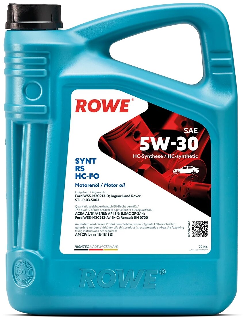 HC-синтетическое моторное масло ROWE Hightec Synt RS SAE 5W-30 HC-FO, 5 л, 1 шт