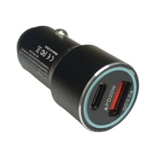 Зарядное устройство быстрая зарядка на 2 выхода USB QC 3.0 + Type C PD 20W в прикуриватель азу зарядное утсройство в автомобиль в прикуриватель 38вт черная быстрая зарядка qc 3 0 pd 20w