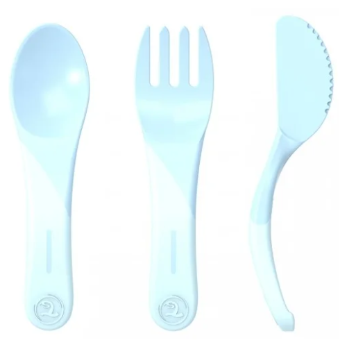 Набор приборов Twistshake (Learn Cutlery). Пастельный синий (Pastel Blue). Возраст 6+m. Арт. 78200