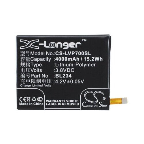 фото Аккумулятор cs-lvp700sl (bl234) для lenovo p70, p90 3.8v / 4000mah / 15.20wh cameron sino