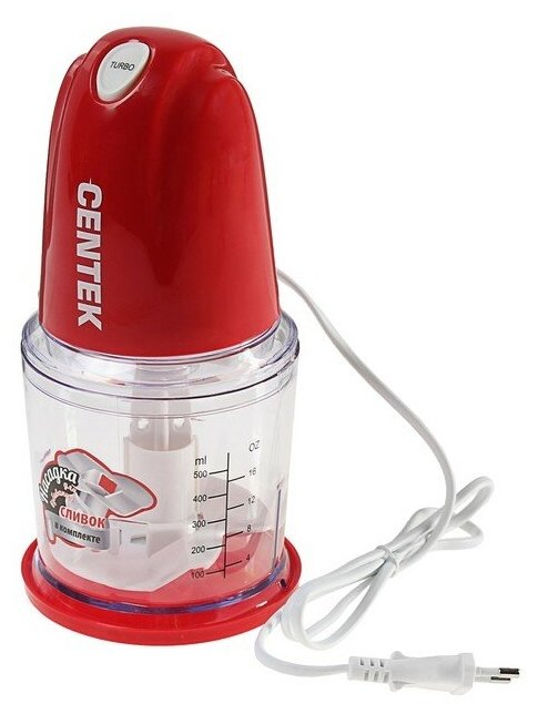 Измельчитель Centek CT-1391, чоппер, пластик, 350 Вт, 0.5 л, красный