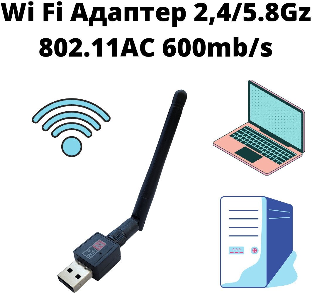 Wi Fi адаптер 80211AC 24/5Gz 600mb/s