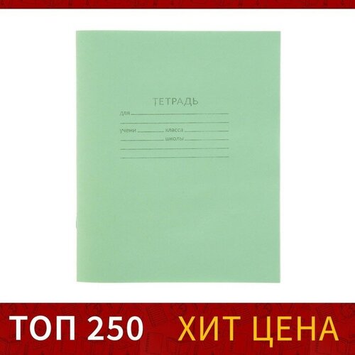 Тетрадь 18 листов линейка Зелёная обложка, офсет №1, 58-63 г/м2, белизна 90%(200 шт.)