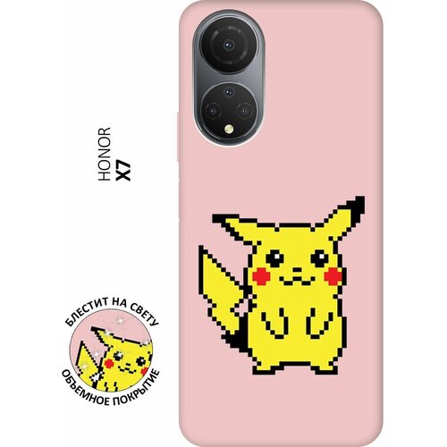 Силиконовый чехол на Honor X7, Хонор Х7 Silky Touch Premium с принтом Pixel Pikachu розовый силиконовый чехол на honor x7 хонор х7 silky touch premium розовый