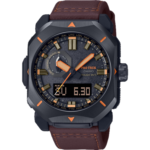 наручные часы casio черный Наручные часы CASIO Pro Trek 81408, черный, коричневый