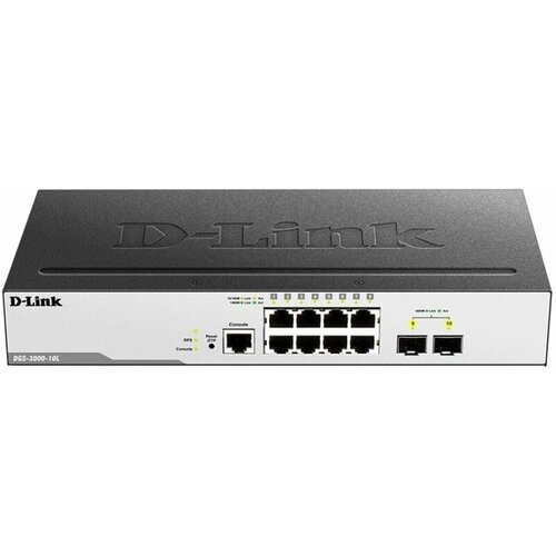 D-Link DGS-3000-10LB1A Управляемый коммутатор 2 уровня с 8 портами 101001000Base-T и 2 портами 1000Base-X SFP 1900600₽